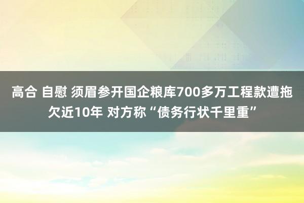 高合 自慰 须眉参开国企粮库700多万工程款遭拖欠近10年 对方称“债务行状千里重”